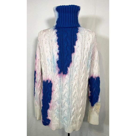 Balenciaga Tie Dye Cotton Chunky Knit Oversized Pink Blue Sweater Pullover Sz XS - Picture 2 of 16